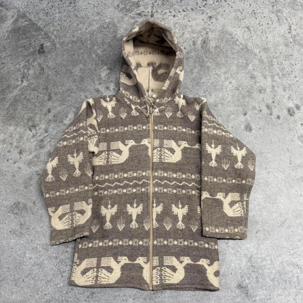 Vintage Ecuadorian Wool Bird Knit Hoodie